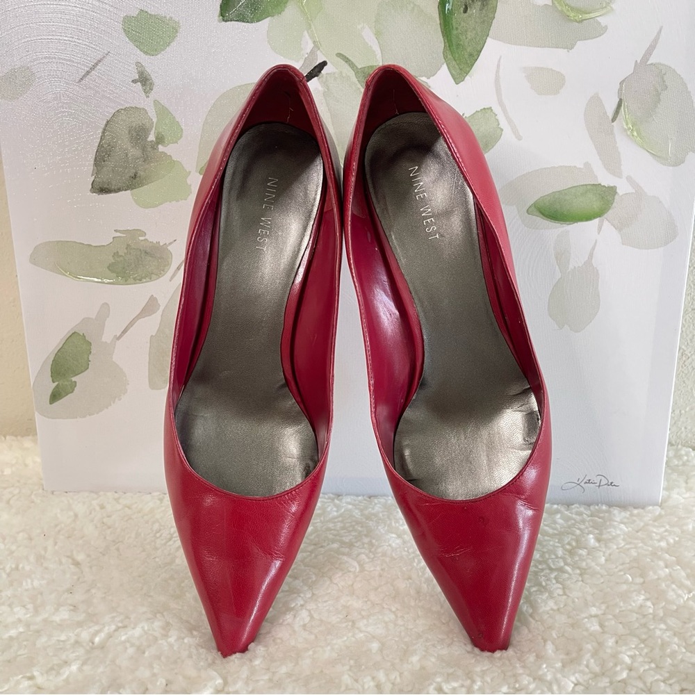 Nine West Red Pointy Heels Wide Feet Size 9.5 - Picture 13 of 13